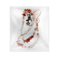 OEM Vrvica za telefon, obesek za telefon - HAPPY / dolžina vrvice 44 cm (22 cm v zanki) / za zapestje - oranžna