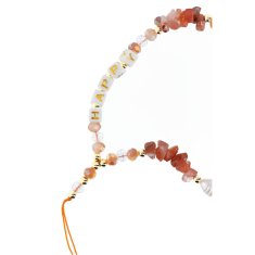 OEM Vrvica za telefon, obesek za telefon - HAPPY / dolžina vrvice 44 cm (22 cm v zanki) / za zapestje - oranžna