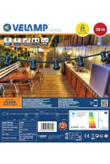 Velamp VELAMP Zunanja svetlobna veriga PS200B z 20 objemkami, 20m