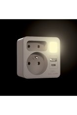 Velamp VELAMP vtičnica ADAT-FR-12 z USB-A+C in svetilko