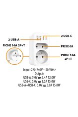 Velamp VELAMP podaljšek vtičnice ADAT-FR-10 z USB-A+C