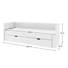 KONDELA Zložljiva postelja s prostorom za shranjevanje Antony 90x200 cm - bela