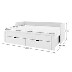 KONDELA Zložljiva postelja s prostorom za shranjevanje Antony 90x200 cm - bela