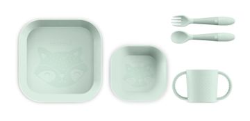 Miniland Baby Dolce 5-delni set za prehranjevanje za otroke, kvadratni, meta