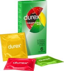 Durex Kondomi Tropical Mix – Jagoda, Pomaranča, Banana, Jabolko (6 kosov)