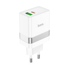 Hoco Hoco USB A + USB C QC3.0 PD 3A 30W N21 bela napajalna polnilnica za mobilne telefone
