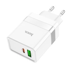 Hoco Hoco USB A + USB C QC3.0 PD 3A 30W N21 bela napajalna polnilnica za mobilne telefone