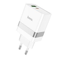 Hoco Hoco USB A + USB C QC3.0 PD 3A 30W N21 bela napajalna polnilnica za mobilne telefone