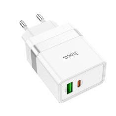 Hoco Hoco USB A + USB C QC3.0 PD 3A 30W N21 bela napajalna polnilnica za mobilne telefone