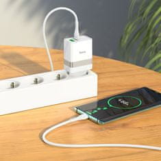 Hoco Hoco USB A + USB C QC3.0 PD 3A 30W N21 bela napajalna polnilnica za mobilne telefone