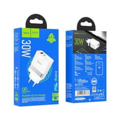Hoco Hoco USB A + USB C QC3.0 PD 3A 30W N21 bela napajalna polnilnica za mobilne telefone