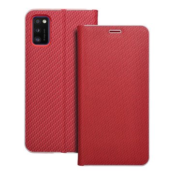 OEM LUNA Book Carbon torbica za SAMSUNG A41 rdeča