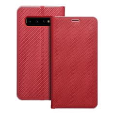 OEM LUNA Book Carbon torbica za SAMSUNG S10 rdeča
