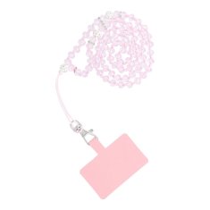 OEM Vrvica za telefon, obesek za telefon - CRYSTAL DIAMON / dolžina vrvice 74 cm (37 cm v zanki) / za vrat - svetlo roza