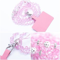 OEM Vrvica za telefon, obesek za telefon - CRYSTAL DIAMON / dolžina vrvice 74 cm (37 cm v zanki) / za vrat - svetlo roza