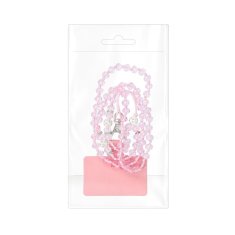 OEM Vrvica za telefon, obesek za telefon - CRYSTAL DIAMON / dolžina vrvice 74 cm (37 cm v zanki) / za vrat - svetlo roza