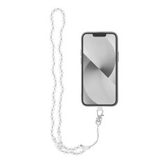 OEM Vrvica za telefon, obesek za telefon - CRYSTAL DIAMON / dolžina vrvice 74 cm (37 cm v zanki) / za vrat - bela