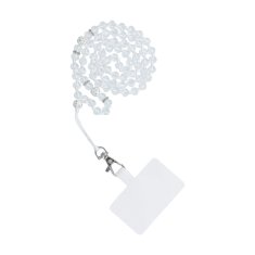 OEM Vrvica za telefon, obesek za telefon - CRYSTAL DIAMON / dolžina vrvice 74 cm (37 cm v zanki) / za vrat - bela