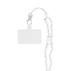OEM Vrvica za telefon, obesek za telefon - CRYSTAL DIAMON / dolžina vrvice 74 cm (37 cm v zanki) / za vrat - bela