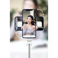 OEM Selfie palica z brezžičnim daljinskim upravljalnikom, stativ z LED, SSTR-20, bela