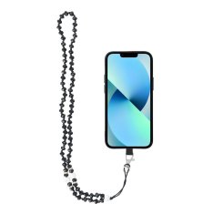 OEM Vrvica za telefon, obesek za telefon - CRYSTAL DIAMON / dolžina vrvice 74 cm (37 cm v zanki) / za vrat - črna
