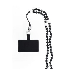 OEM Vrvica za telefon, obesek za telefon - CRYSTAL DIAMON / dolžina vrvice 74 cm (37 cm v zanki) / za vrat - črna