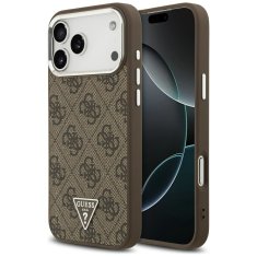 Guess GUESS ovitek za iPhone 17 Pro Max, združljiv z MagSafe GUHMP17XP4TSRCMW (PU 4G z logotipom trikotnika SL) rjav