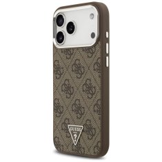 Guess GUESS ovitek za iPhone 17 Pro Max, združljiv z MagSafe GUHMP17XP4TSRCMW (PU 4G z logotipom trikotnika SL) rjav