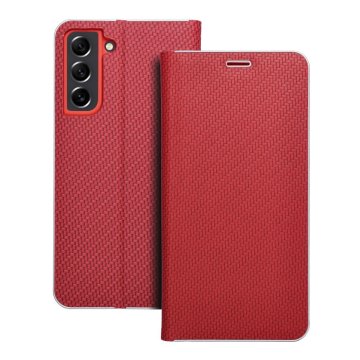 OEM LUNA Book Carbon torbica za SAMSUNG S21 FE rdeča