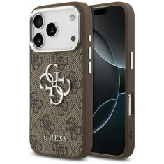Guess GUESS ovitek za IPHONE 17 Pro GUHCP17LP4G4SMCW (4G PU usnjeni ovitek z velikim 4G in klasičnim logotipom ter srebrnim kovinskim okvirjem kamere) rjav