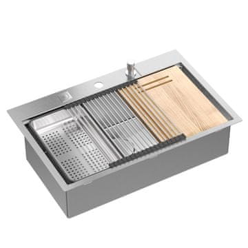 QUADRON Jekleno pomivalno korito BURT 110 WORKSTATION BRUSH NICKEL