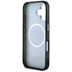 Guess GUESS ovitek za IPHONE 16, združljiv z MagSafe GUHMP16SHG4PRTGK (IML Metal Glitter 4G Circle Triangle) črn