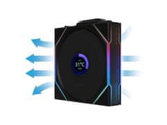 Lian Li Ventilator za ohišje UNI FAN TL Wireless LCD 120 Reverse Blade ARGB PWM 120mm, 3 Pack + Kontroler, črn