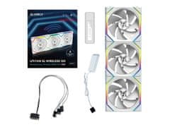 Lian Li Ventilator za ohišje UNI FAN SL Wireless 120 Reverse Blade ARGB PWM 120mm, 3 Pack + Kontroler, bel
