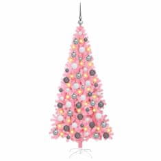 Vidaxl Umetna božična drevesa z LED lučmi Roza 180 cm PVC