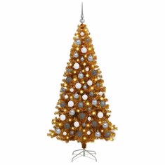 Vidaxl Umetna božična drevesa z LED lučmi Zlata 180 cm PET