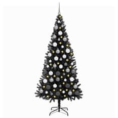 Vidaxl Umetna božična drevesa z LED lučmi Črna 180 cm PVC
