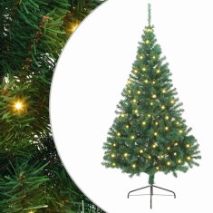 Vidaxl Umetna predhodno osvetljena božična jelka Zelena 240 cm PVC