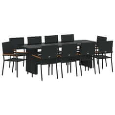 Vidaxl Komplet za jedilnico v vrtu 11 pcs Črna Poly ratan