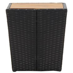 Vidaxl Čajna mizica črna 41,5x41,5x43 cm poli ratan in akacijev les