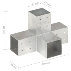 Vidaxl Spojnik za steber X oblike pocinkana kovina 81x81 mm