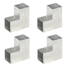Vidaxl Spojniki za stebre 4 kosi L oblike pocinkana kovina 101x101 mm