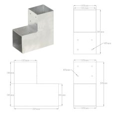 Vidaxl Spojniki za stebre 4 kosi L oblike pocinkana kovina 101x101 mm