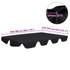 Vidaxl Streha za vrtno gugalnico črna 188/168x145/110 cm