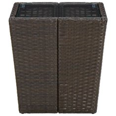 Vidaxl Čajna mizica rjava 41,5x41,5x44 cm poli ratan in kaljeno steklo