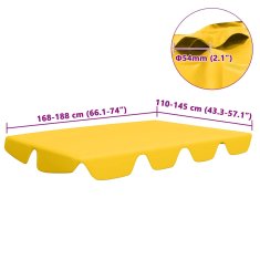 Vidaxl Streha za vrtno gugalnico rumena 188/168x145/110 cm