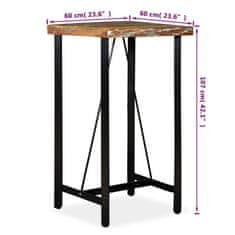 Vidaxl Barska miza iz trdnega predelanega lesa 60x60x107 cm