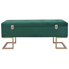Vidaxl Klop s prostorom za shranjevanje 105 cm zelen žamet