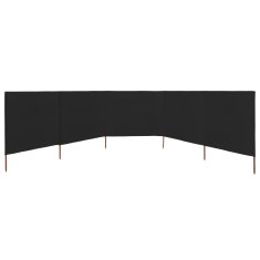 Vidaxl 5-panelni vetrobran tkanina 600x120 cm črn