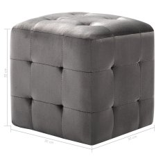 Vidaxl Tabure 2 kosa siv 30x30x30 cm žametno blago